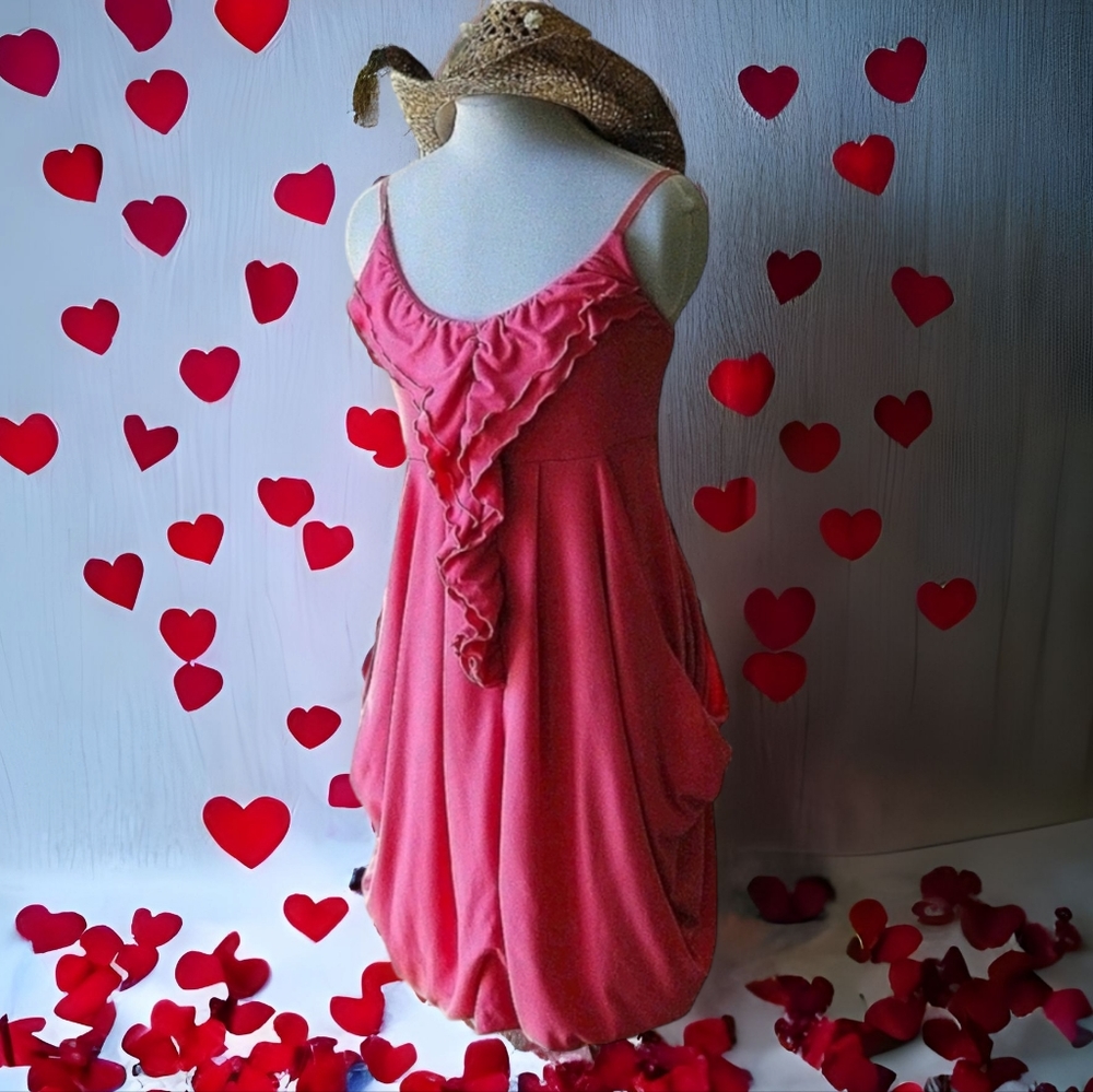 Maurice's pink ruffled front midi dress sz M